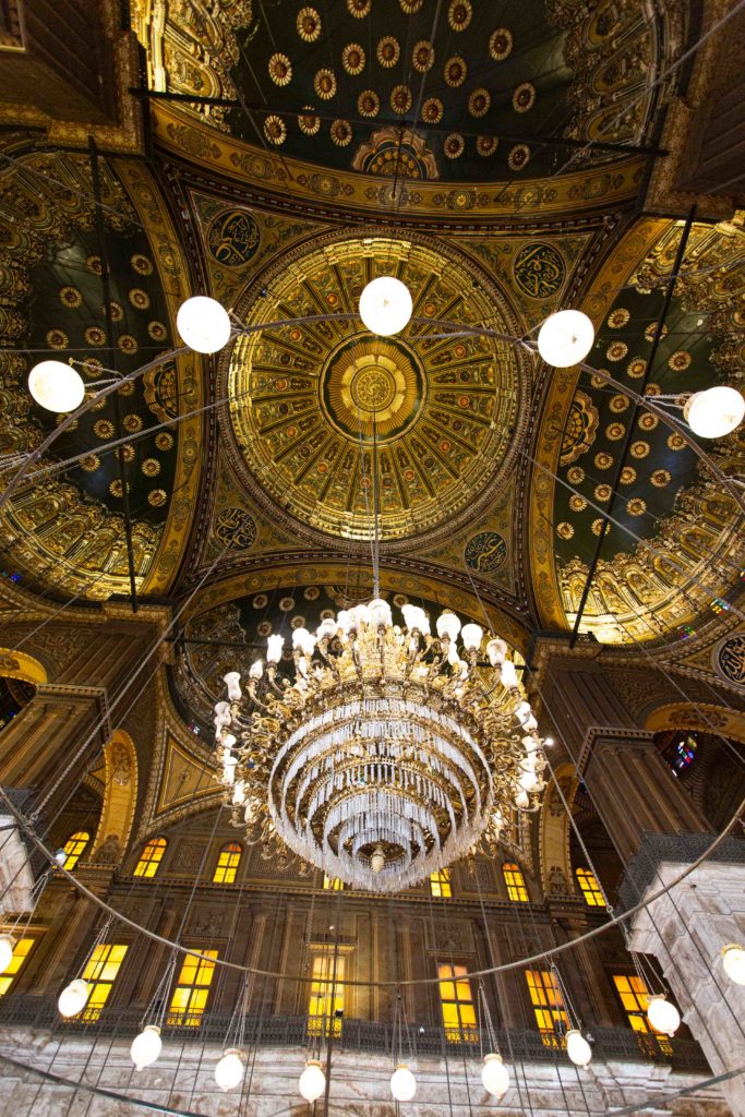 The ceiling of the Muhammad Ali Mosque.