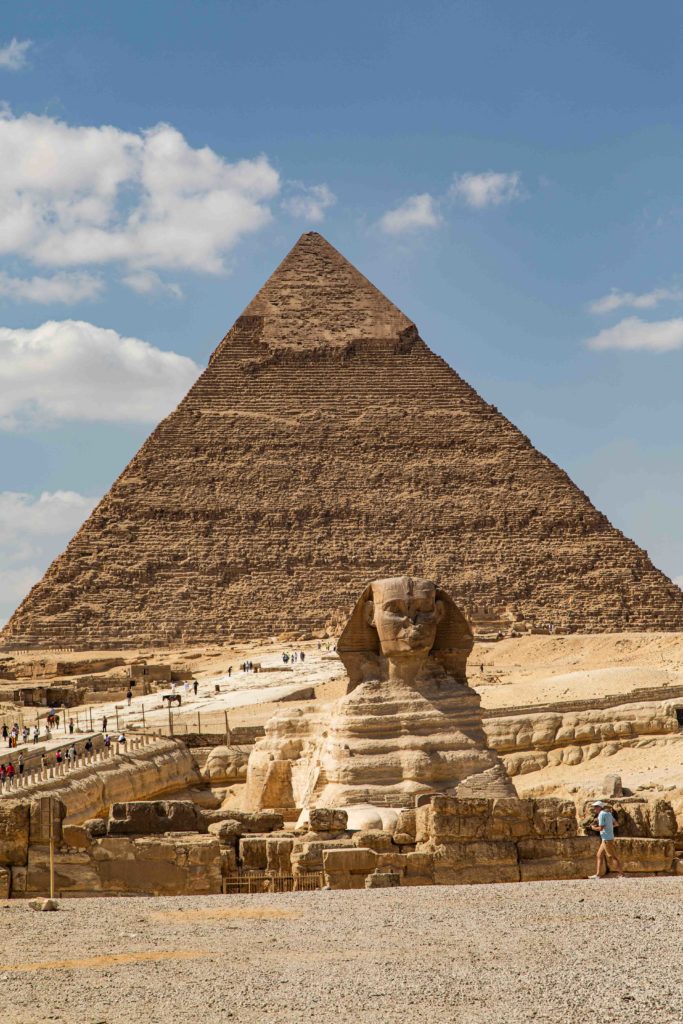 Great Sphinx of Giza and the Pyramid of Khafre.