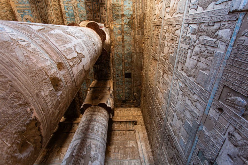 The ceiling at the entrance to the Temple of Hathor.