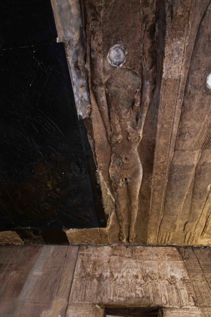 Depiction of Hathor on the roof of the kiosk.