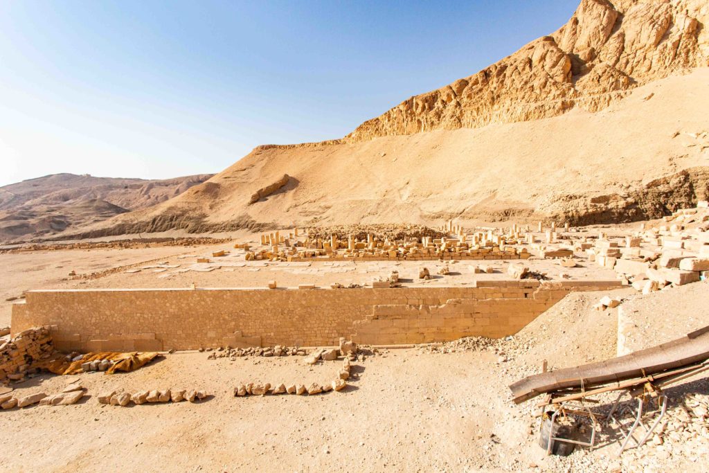 Mentuhotep II's temple being reconstructed.