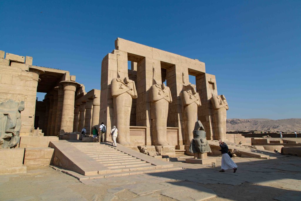 Statues of Ramses II at the entrance to the temple.