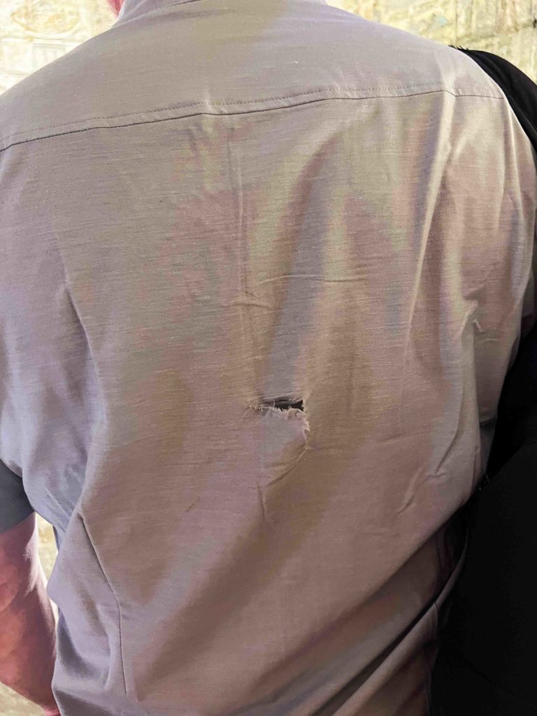 My shirt was damaged during my crypt crawl.