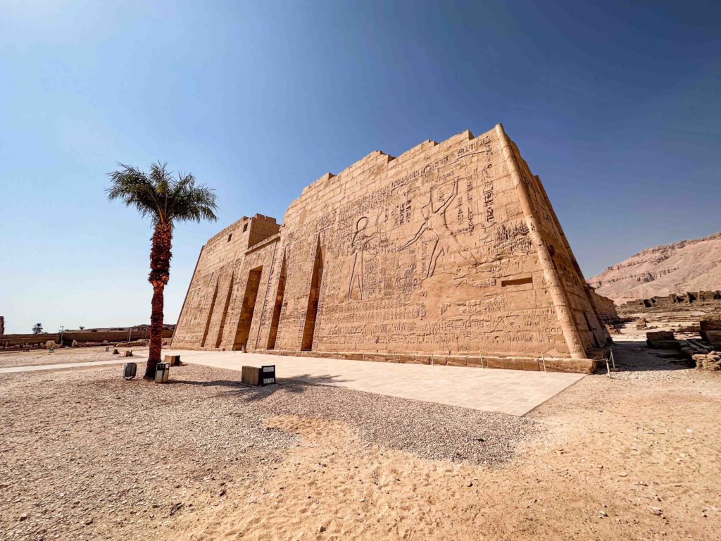 The first pylon in the mortuary temple at Medinet Habu.