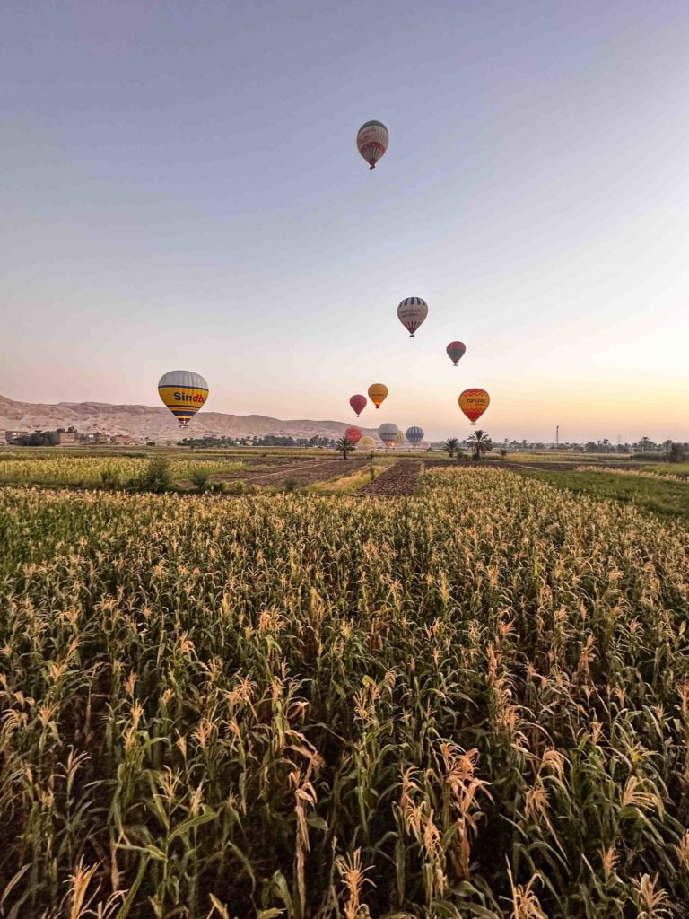 The captain had some fun with us by flying low over local crops.