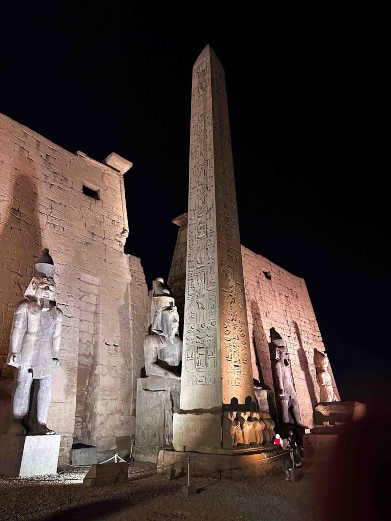 Pylon and Obelisk with statues of Ramses II at Luxor Temple.